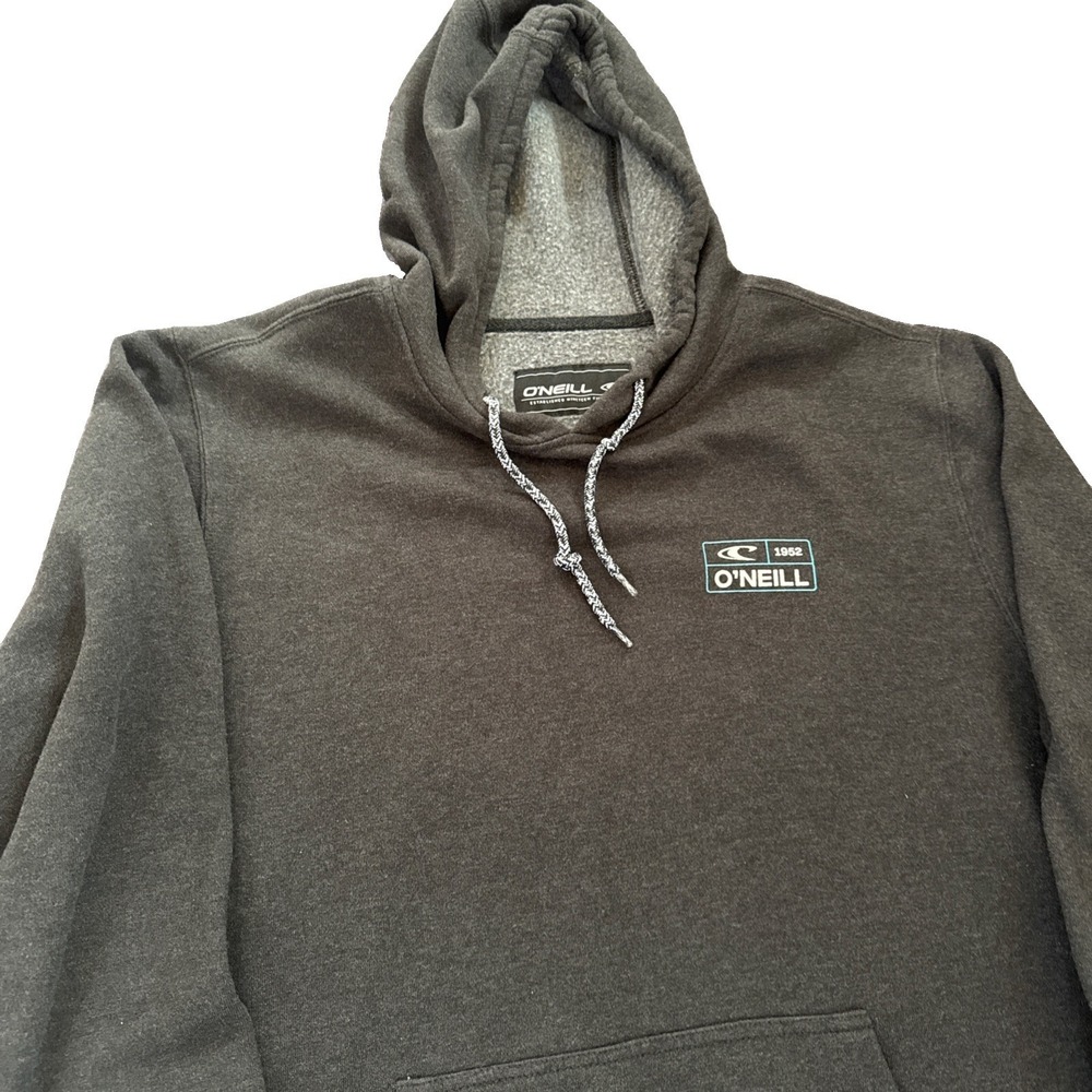 VTG O'Neill Sweatshirt Mens Size XL Dark Gray Spell Out Hoodie Sweatshirt Pocket